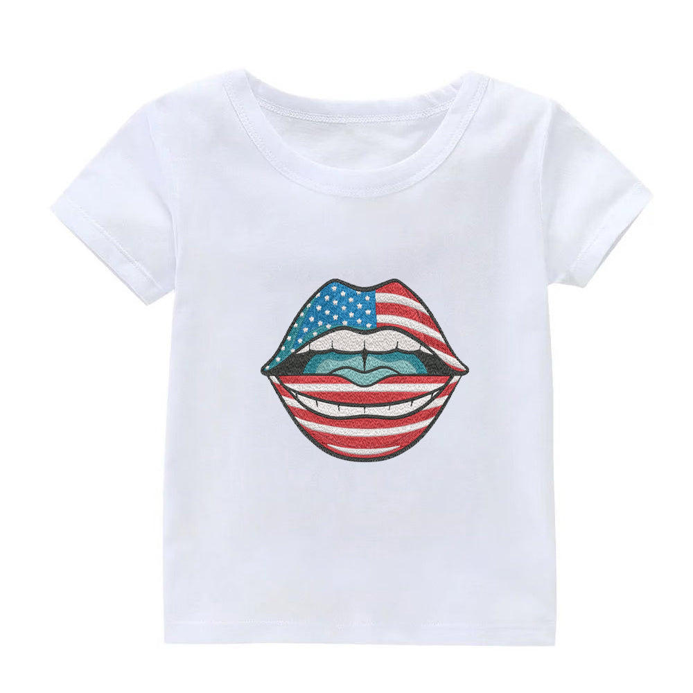 Flag Lips Embroidery Designs Machine File 3 sizes Flag Lips Digital Embroidery File Pattern Instant Download