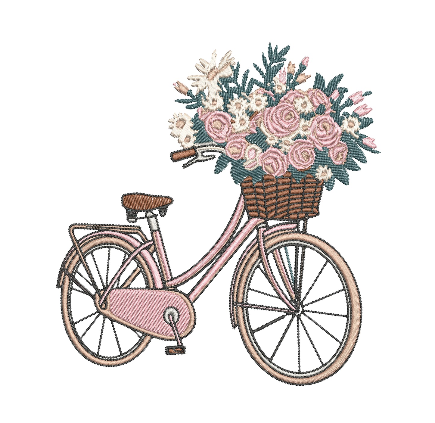 Bike Bloom Embroidery Designs Machine File 3 sizes Bike Bloom Digital Embroidery File Pattern Instant Download