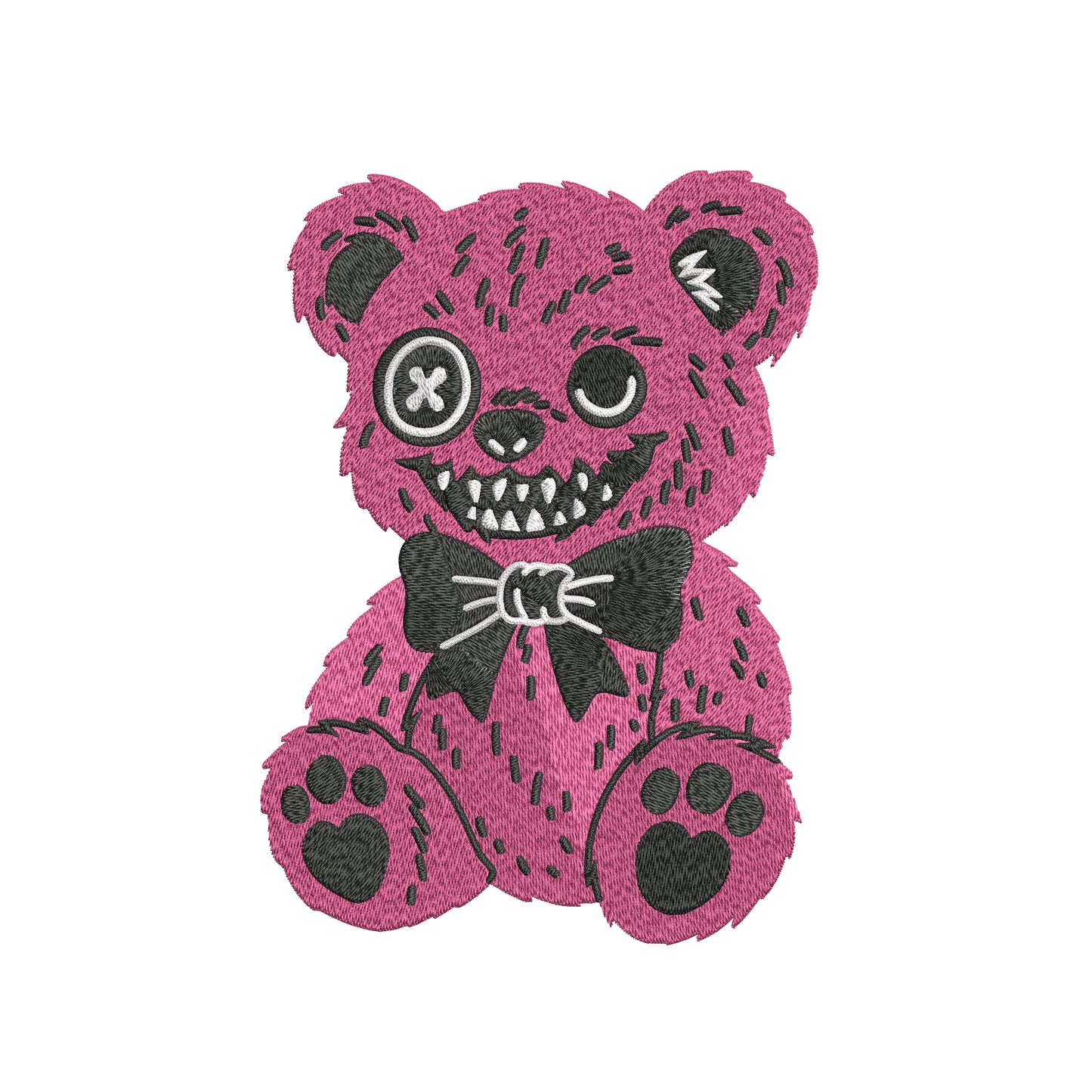 Horrible Teddy Bear Embroidery Designs Machine File 3 sizes Horrible Teddy Bear Digital Embroidery File Pattern Instant Download