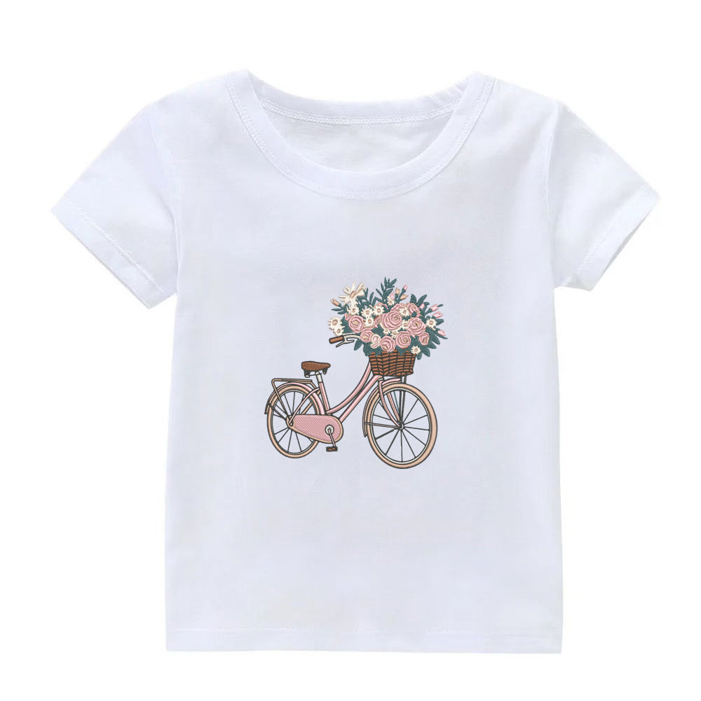 Bike Bloom Embroidery Designs Machine File 3 sizes Bike Bloom Digital Embroidery File Pattern Instant Download