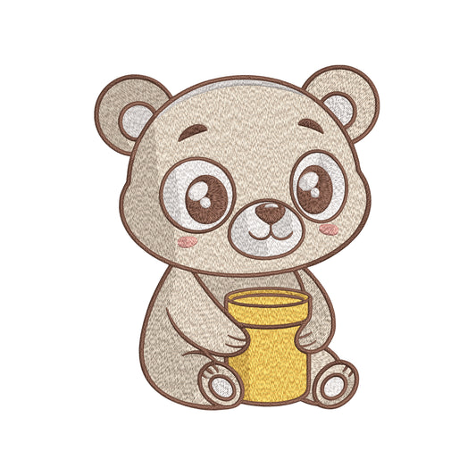 Baby Bear Embroidery Designs Machine File 3 sizes Cute Bear Digital Embroidery File Pattern Instant Download