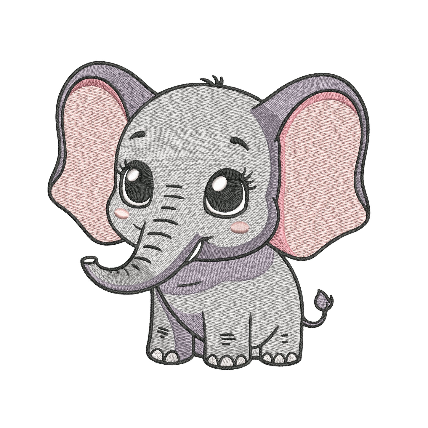 Baby Elephant Embroidery Designs Machine File 3 sizes Cute Elephant Digital Embroidery File Pattern Instant Download Baby Elephant04