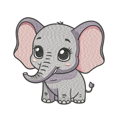 Baby Elephant Embroidery Designs Machine File 3 sizes Cute Elephant Digital Embroidery File Pattern Instant Download Baby Elephant04