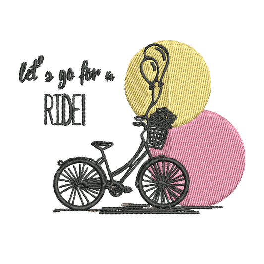 Bike Balloon‌ Embroidery Designs Machine File 3 sizes Bike Balloon Digital Embroidery File Pattern Instant Download