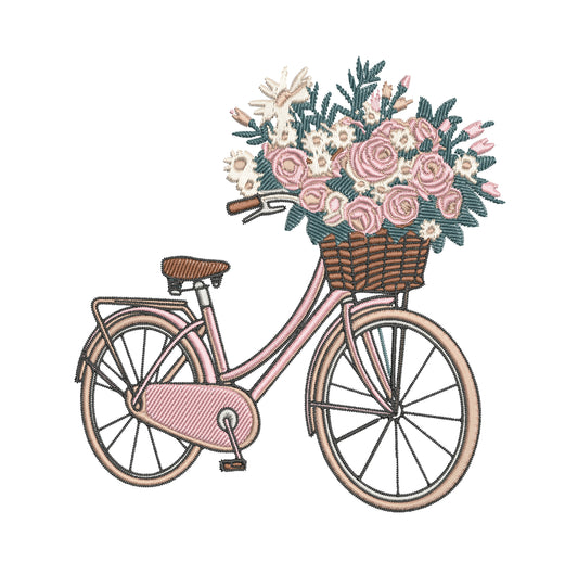 Bike Bloom Embroidery Designs Machine File 3 sizes Bike Bloom Digital Embroidery File Pattern Instant Download