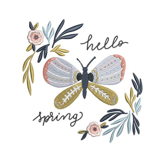 Butterfly Flower Embroidery Designs Machine File 3 sizes Butterfly Flower Digital Embroidery File Pattern Instant Download