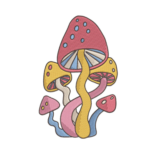 Colorful Mushrooms Embroidery Designs Machine File 3 sizes Colorful Mushrooms Digital Embroidery File Pattern Instant Download