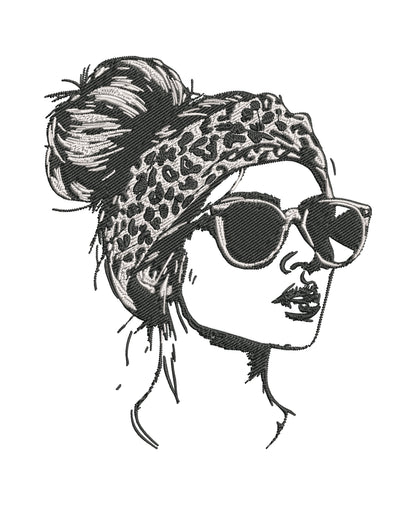 Cool Girl In Sunglasses Embroidery Designs Machine File 3 sizes Cool Girl In Sunglasses Digital Embroidery File Pattern Instant Download
