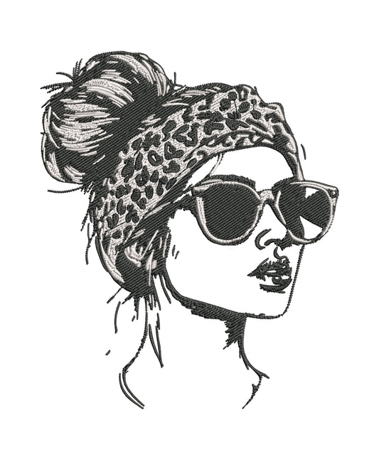 Cool Girl In Sunglasses Embroidery Designs Machine File 3 sizes Cool Girl In Sunglasses Digital Embroidery File Pattern Instant Download