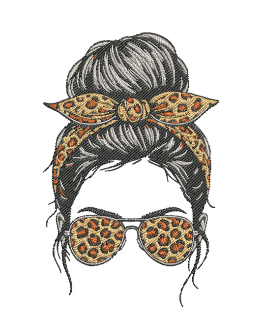 Cool Girl With Floral Glasses Embroidery Designs Machine File 3 sizes Cool Girl Digital Embroidery File Pattern Instant Download