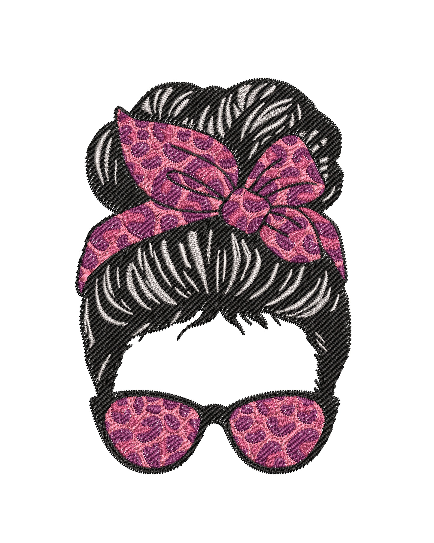 Cool Girl With Red Floral Glasses Embroidery Designs Machine File 3 sizes Cool Girl Digital Embroidery File Pattern Instant Download