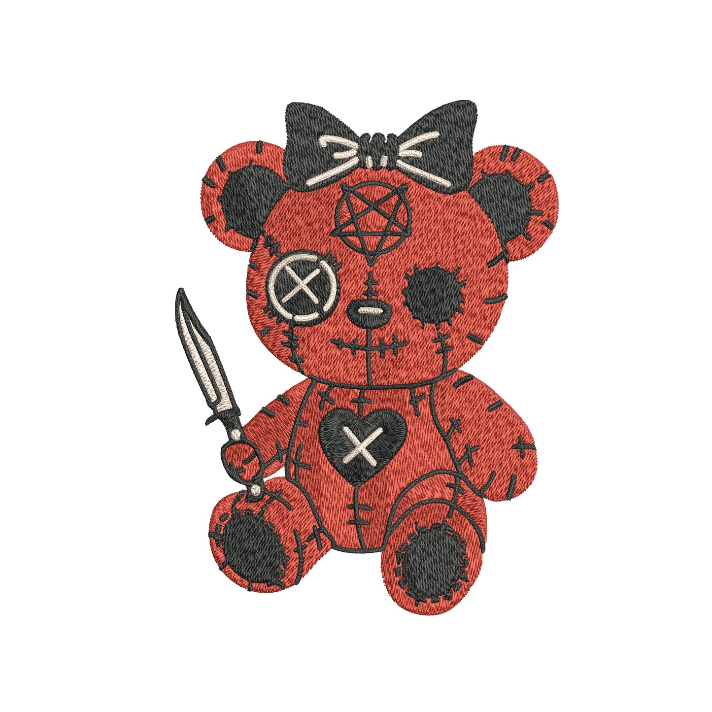 Creepy Teddy Bear Embroidery Designs Machine File 3 sizes Creepy Teddy Bear Digital Embroidery File Pattern Instant Download