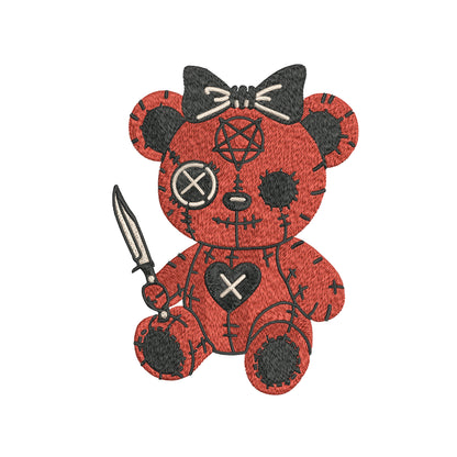 Creepy Teddy Bear Embroidery Designs Machine File 3 sizes Creepy Teddy Bear Digital Embroidery File Pattern Instant Download