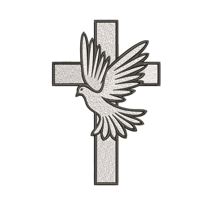 Cross Bird Embroidery Designs Machine File 3 sizes Cross Bird Digital Embroidery File Pattern Instant Download Cross03