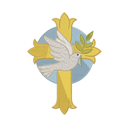 Cross Bird Embroidery Designs Machine File 3 sizes Cross Digital Embroidery File Pattern Instant Download
