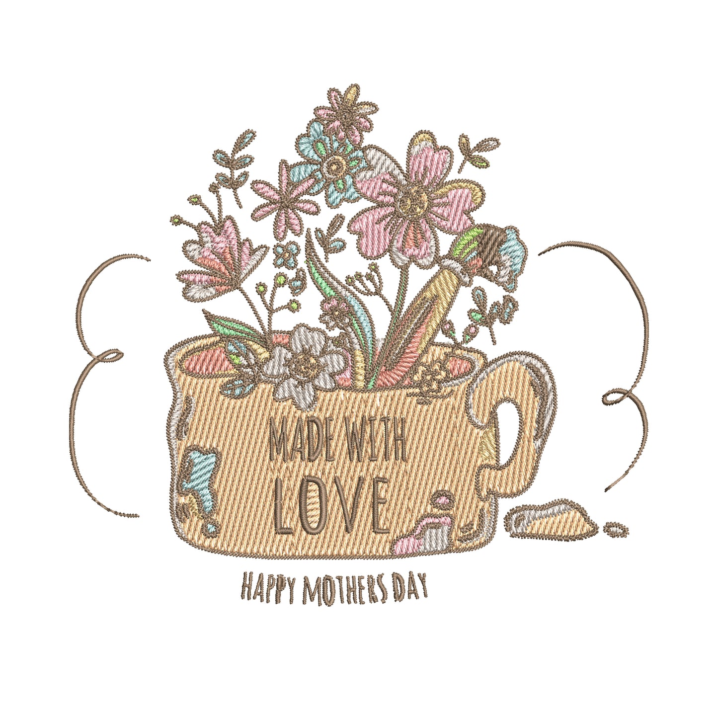 Cup Flower Embroidery Designs Machine File 3 sizes Cup Flower Digital Embroidery File Pattern Instant Download