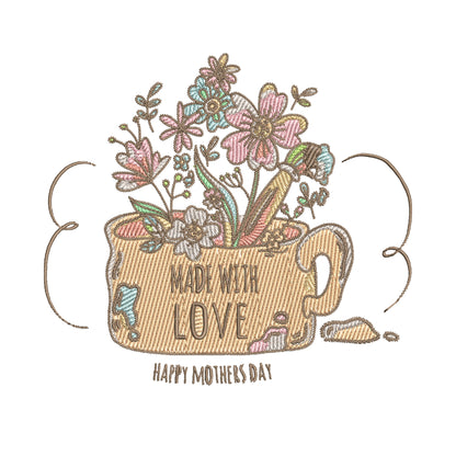 Cup Flower Embroidery Designs Machine File 3 sizes Cup Flower Digital Embroidery File Pattern Instant Download
