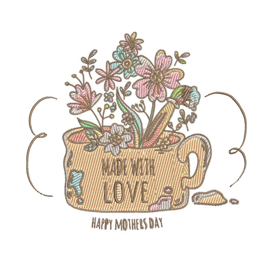 Cup Flower Embroidery Designs Machine File 3 sizes Cup Flower Digital Embroidery File Pattern Instant Download