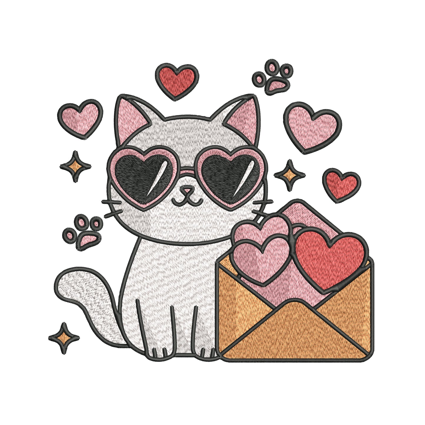 Cute Cat Embroidery Designs Machine File 3 sizes Baby Cat Digital Embroidery File Pattern Instant Download Cat03