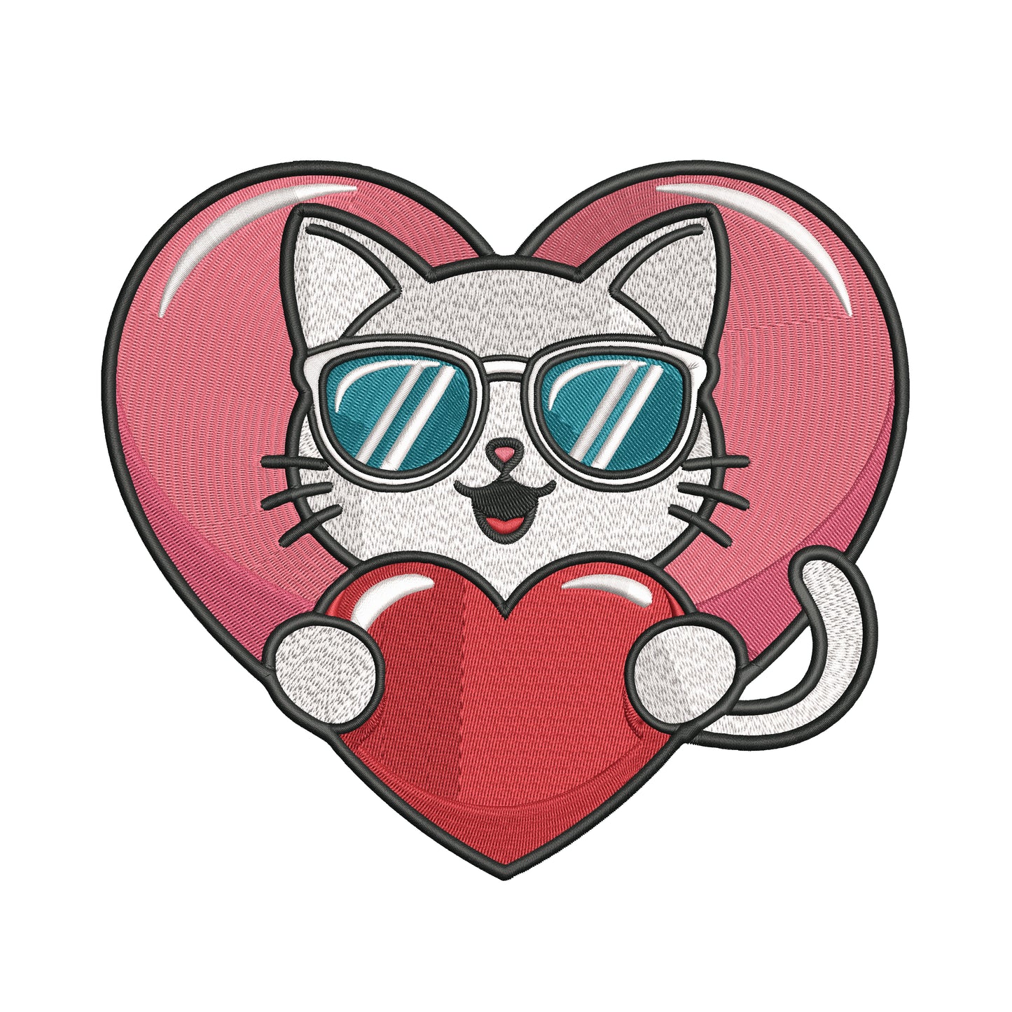 Cool Cat Embroidery Designs Machine File 3 sizes Cute Cat Digital Embroidery File Pattern Instant Download
