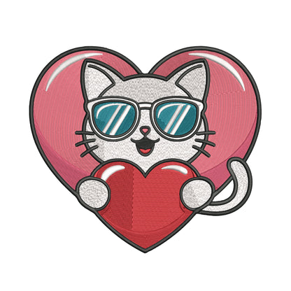 Cool Cat Embroidery Designs Machine File 3 sizes Cute Cat Digital Embroidery File Pattern Instant Download