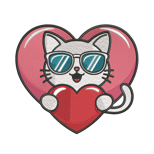 Cool Cat Embroidery Designs Machine File 3 sizes Cute Cat Digital Embroidery File Pattern Instant Download