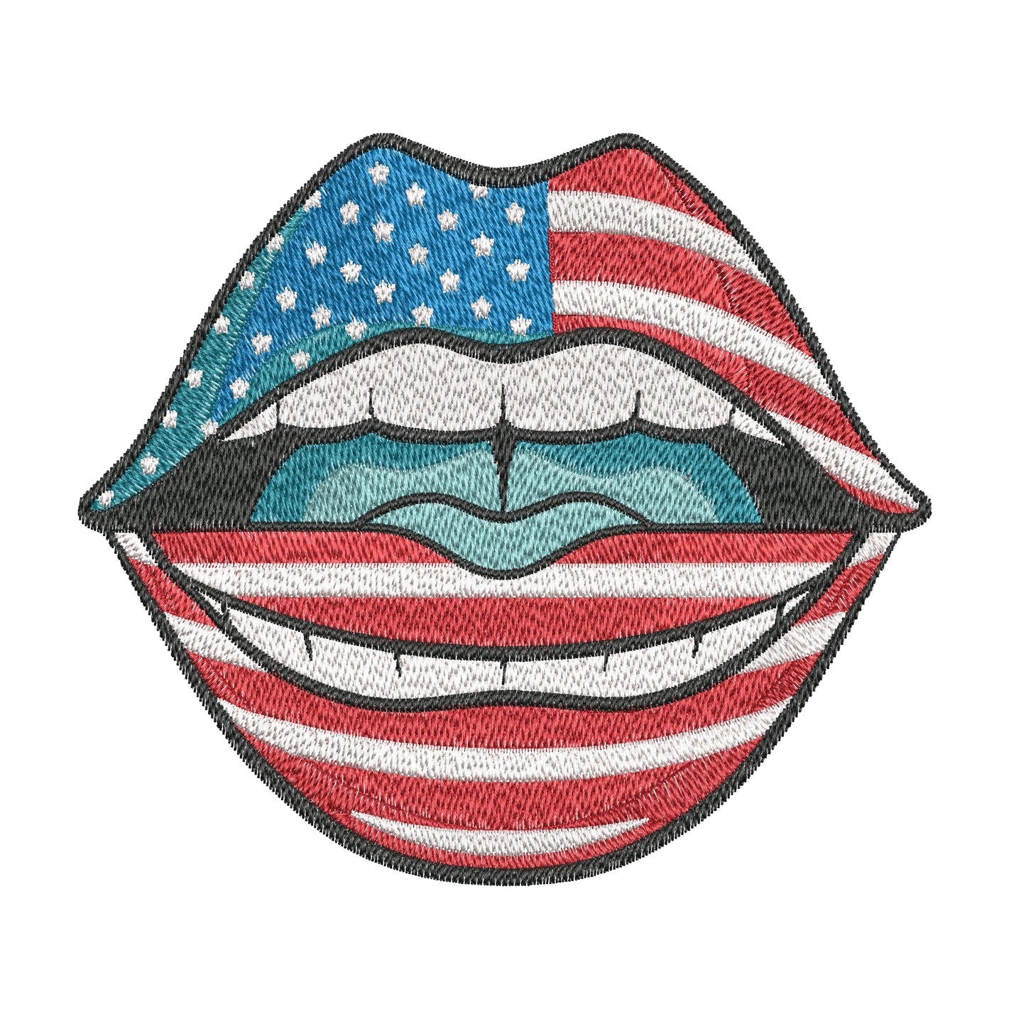 Flag Lips Embroidery Designs Machine File 3 sizes Flag Lips Digital Embroidery File Pattern Instant Download