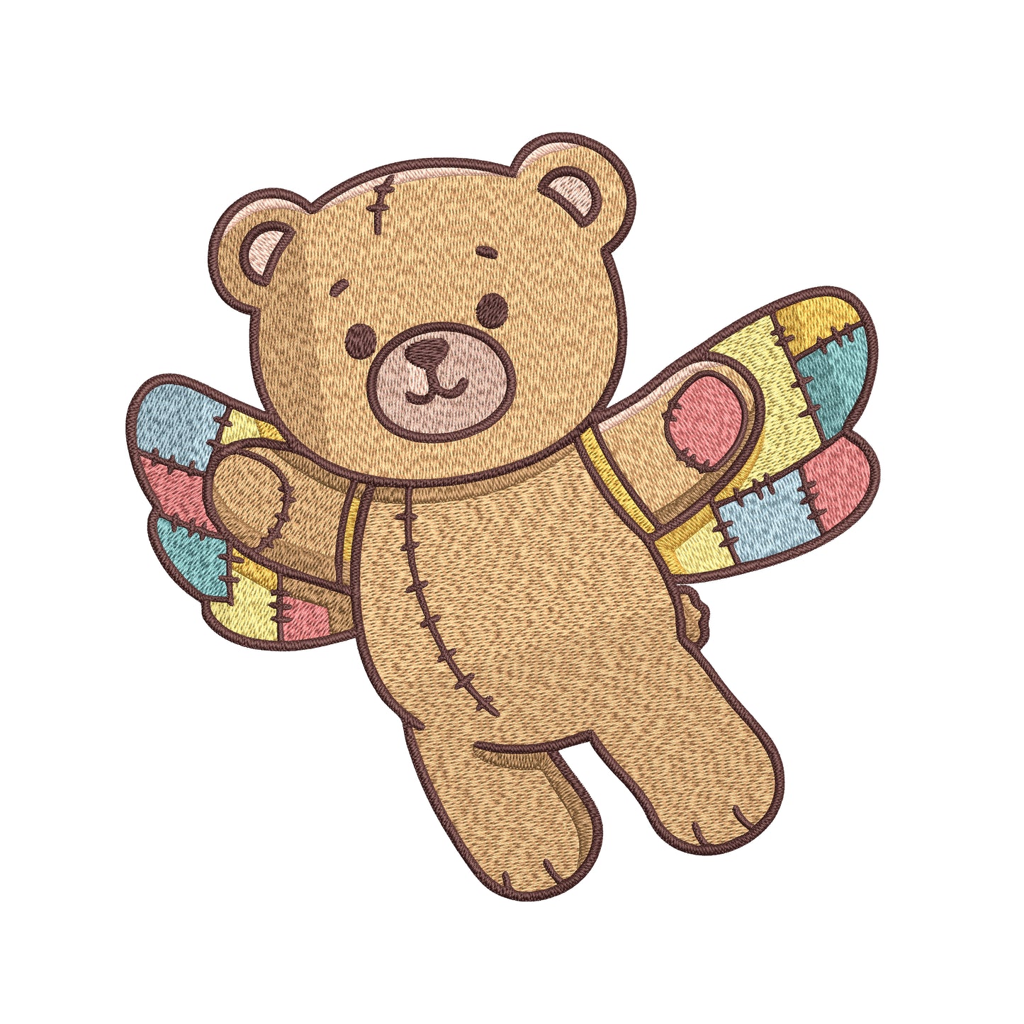 Flying Teddy Bear Embroidery Designs Machine File 3 sizes Cute Bear Digital Embroidery File Pattern Instant Download