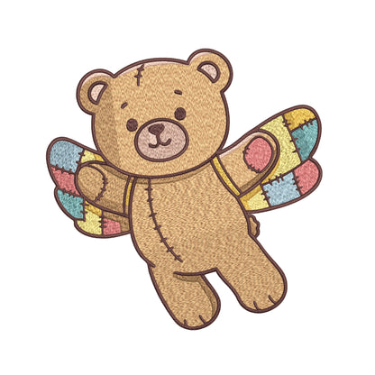 Flying Teddy Bear Embroidery Designs Machine File 3 sizes Cute Bear Digital Embroidery File Pattern Instant Download