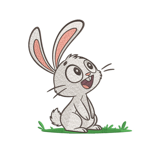 Happy Rabbit Embroidery Designs Machine File 3 sizes Cute Rabbit Digital Embroidery File Pattern Instant Download