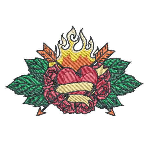 Heart Flower Embroidery Designs Machine File 3 sizes Heart Flower Digital Embroidery File Pattern Instant Download