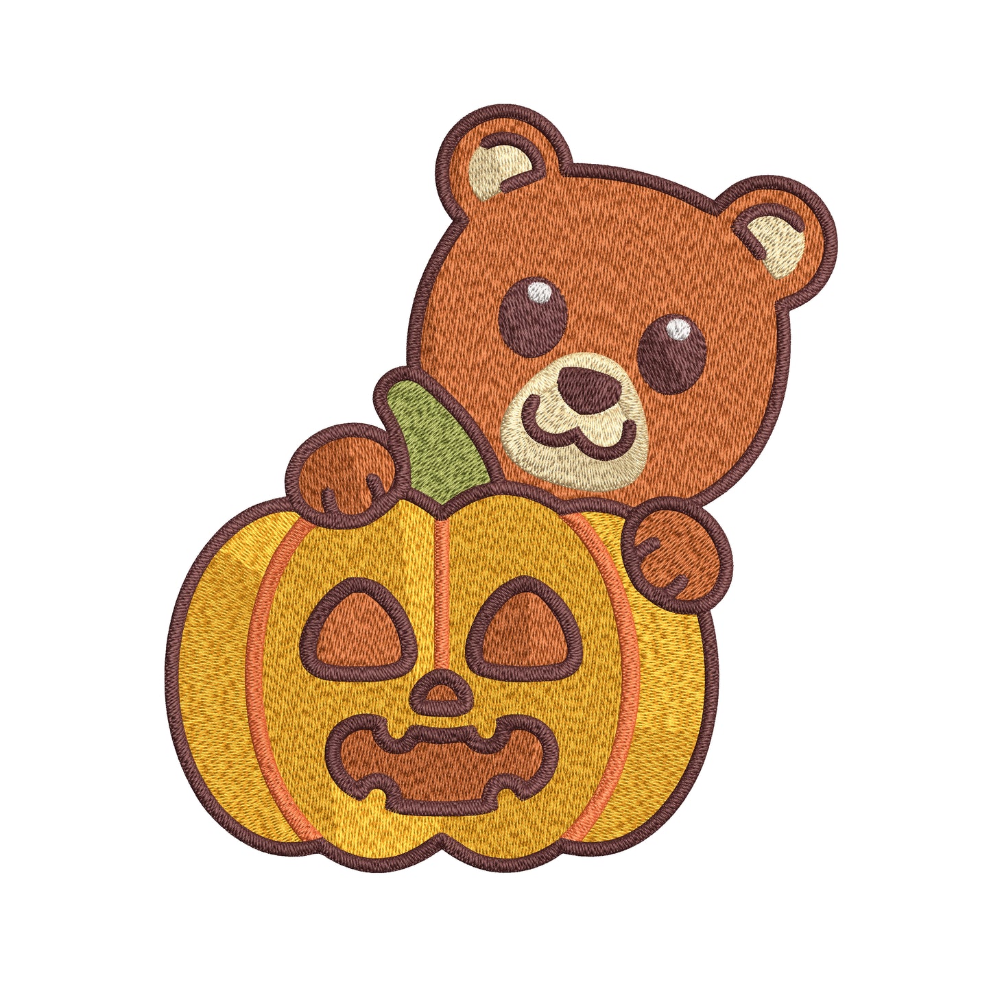 Pumpkin Bear Embroidery Designs Machine File 3 sizes Pumpkin Bear Digital Embroidery File Pattern Instant Download