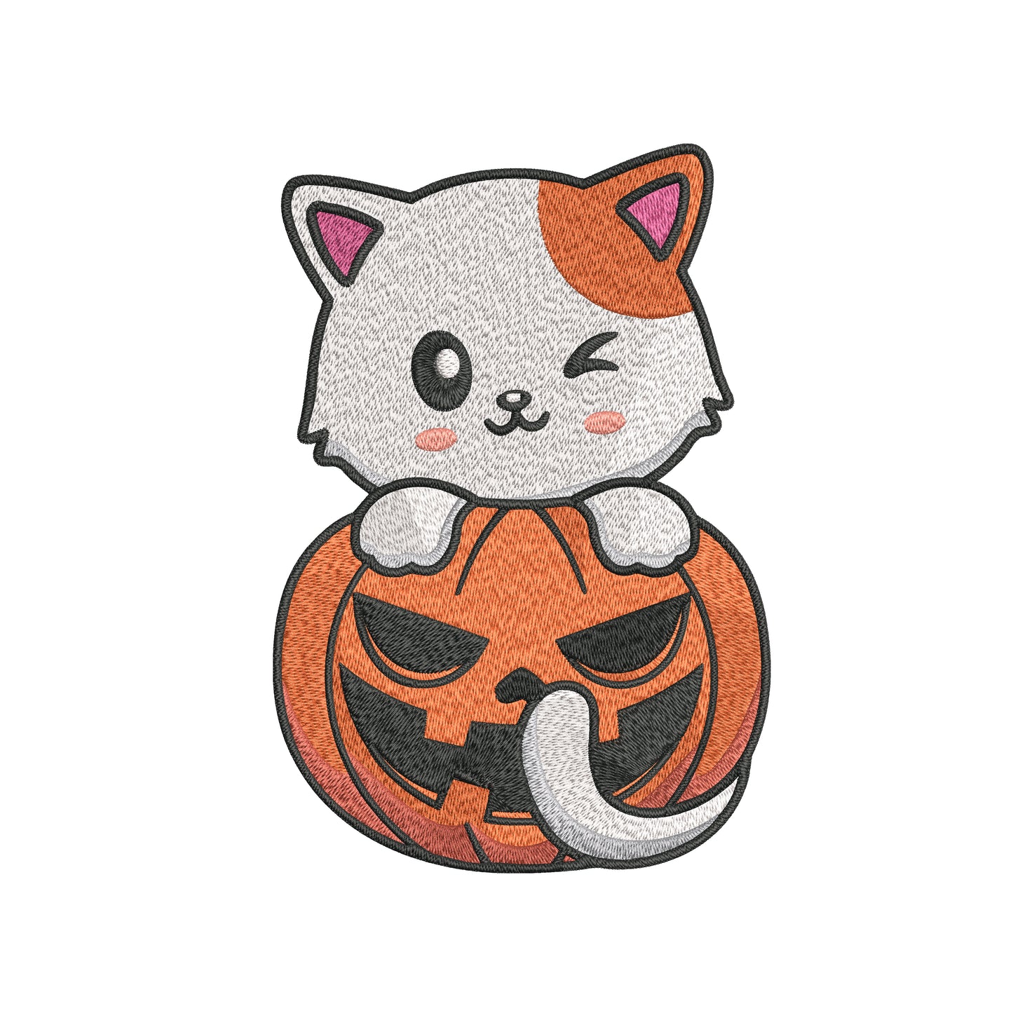 Pumpkin Cat Embroidery Designs Machine File 3 sizes Pumpkin Cat Digital Embroidery File Pattern Instant Download Pumpkin Cat01