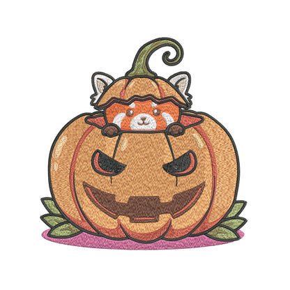 Pumpkin Panda Embroidery Designs Machine File 3 sizes Cute Panda Digital Embroidery File Pattern Instant Download