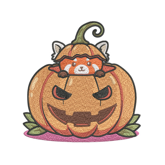 Pumpkin Panda Embroidery Designs Machine File 3 sizes Cute Panda Digital Embroidery File Pattern Instant Download