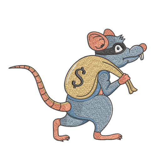 Thief Mouse Embroidery Designs Machine File 3 sizes Baby Mouse Digital Embroidery File Pattern Instant Download
