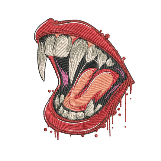 Vampire Teeth Embroidery Designs Machine File 3 sizes Vampire Teeth Digital Embroidery File Pattern Instant Download