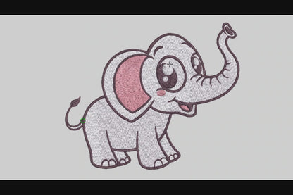 Baby Elephant Embroidery Designs Machine File 3 sizes Cute Elephant Digital Embroidery File Pattern Instant Download Baby Elephant02
