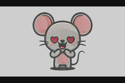Cute Mouse Embroidery Designs Machine File 3 sizes Baby Mouse Digital Embroidery File Pattern Instant Download Mouse03