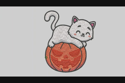 Pumpkin Cat Embroidery Designs Machine File 3 sizes Pumpkin Cat Digital Embroidery File Pattern Instant Download Pumpkin Cat02