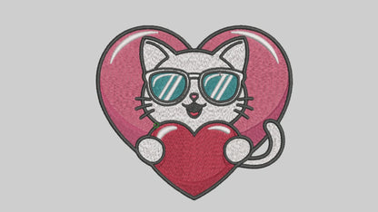 Cool Cat Embroidery Designs Machine File 3 sizes Cute Cat Digital Embroidery File Pattern Instant Download