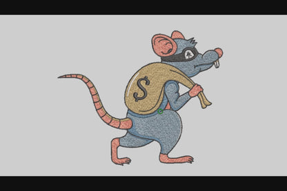 Thief Mouse Embroidery Designs Machine File 3 sizes Baby Mouse Digital Embroidery File Pattern Instant Download