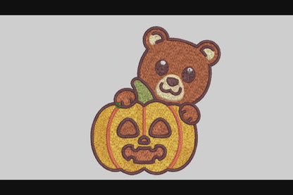 Pumpkin Bear Embroidery Designs Machine File 3 sizes Pumpkin Bear Digital Embroidery File Pattern Instant Download