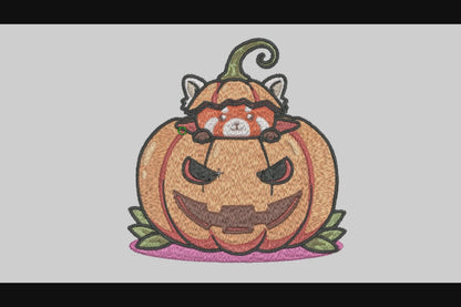 Pumpkin Panda Embroidery Designs Machine File 3 sizes Cute Panda Digital Embroidery File Pattern Instant Download