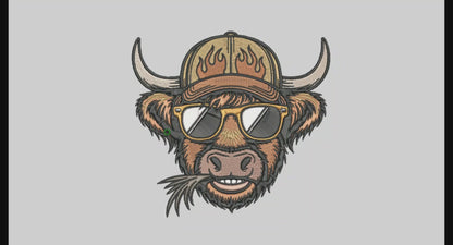 Cool Cow Embroidery Designs Machine File Cool Cow Digital Embroidery File Pattern Instant Download