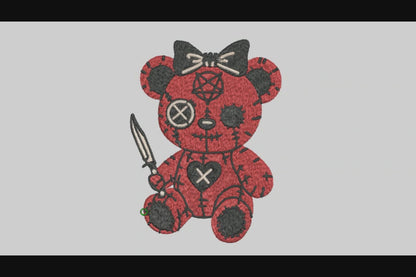 Creepy Teddy Bear Embroidery Designs Machine File 3 sizes Creepy Teddy Bear Digital Embroidery File Pattern Instant Download