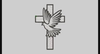 Cross Bird Embroidery Designs Machine File 3 sizes Cross Bird Digital Embroidery File Pattern Instant Download Cross03