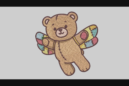 Flying Teddy Bear Embroidery Designs Machine File 3 sizes Cute Bear Digital Embroidery File Pattern Instant Download