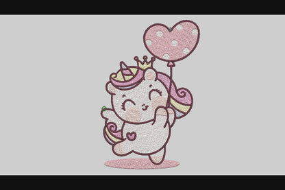 Baby Unicorn Embroidery Designs Machine File 3 sizes Cute Unicorn Digital Embroidery File Pattern Instant Download