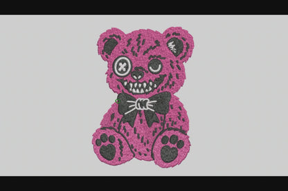 Horrible Teddy Bear Embroidery Designs Machine File 3 sizes Horrible Teddy Bear Digital Embroidery File Pattern Instant Download